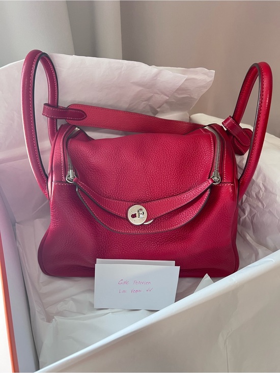 Hermes Handbags - Hermes Lindy 30 Leather Bag with Silver Hardware